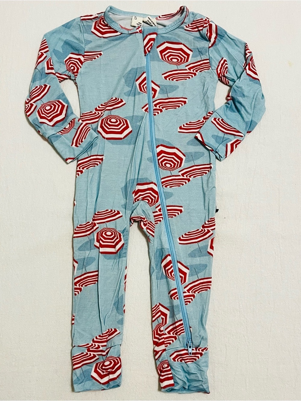 Basically Soho Amalfi Coast Bamboo Zippy Pajamas 12-18m Beach Umbrellas Blue Red